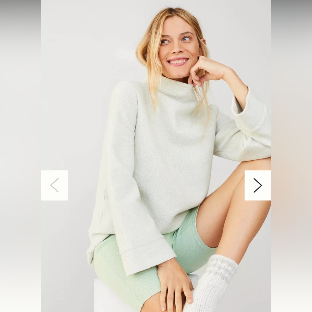 Anthropologie Saturday Sunday Ellie Mock Neck Sweater Dusty Blue Green L Cozy